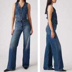 LEVI'S Premium Ribcage Wide Leg Women's Jeans Size 28 Polar Permiter Dark Wash